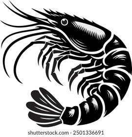 Diseño de Ilustración vectorial de silueta de camarón