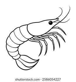 shrimp silhouette victor illustration shrimp vector line art, shrimp icon vector, Sea lobster.