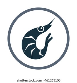 Shrimp simple icon on the background