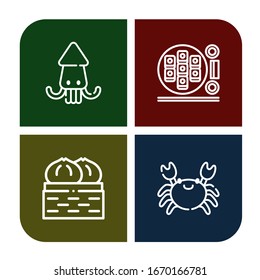 shrimp simple icons set. Contains such icons as Squid, Sushi roll, Dumpling, Crab, can be used for web, mobile and logo