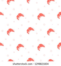 Shrimp simple seamless pattern. Seafood background vector illustration.