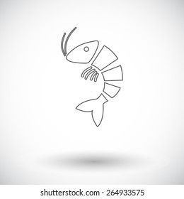 Shrimp. Single flat icon on white background. Vector illustration.