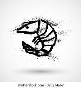 Shrimp. Single flat icon on white background. Vector illustration.