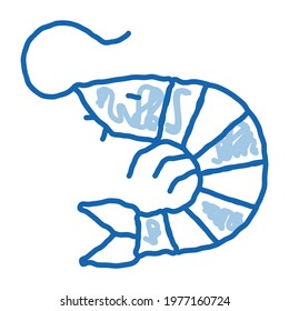 shrimp sketch icon vector. Hand drawn blue doodle line art shrimp sign. isolated symbol illustration