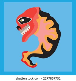 shrimp skull devil on a blue background
