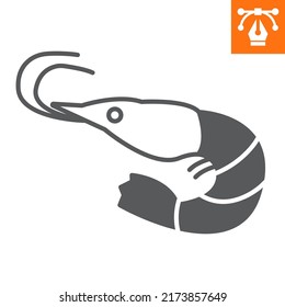 Shrimp solid icon , glyph style icon for web site or mobile app, food and saefood, prawn vector icon, simple vector illustration, vector graphics with editable strokes.