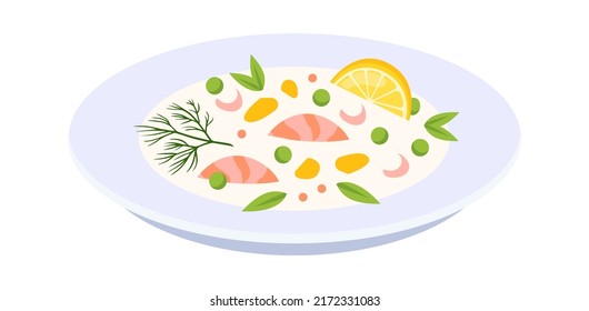 Shrimp soup food. Vector illustration