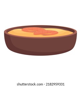 Shrimp soup icon cartoon vector. Meat bowl. Cooked vegetable