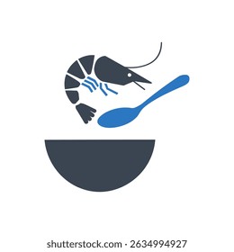 Shrimp Soup Icon Isolated On White Background