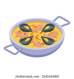 Shrimp soup icon isometric vector. Spanish cuisine. Tapas food