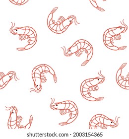 shrimp stroke on white background seamless pattern