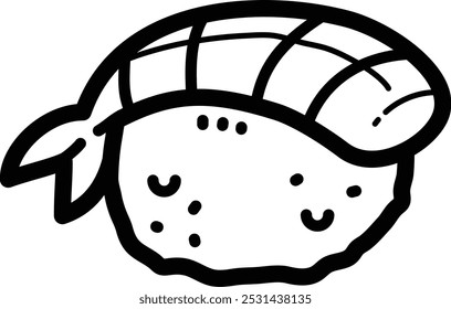 Ícone de vetor e ilustração de sushi de camarão
