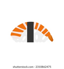 shrimp sushi flat design vector illustration. Template for Japanese food cafe, japanese restaurant vector comic style.