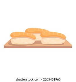 Vector de dibujos animados de icono de sushi de camarón. La comida japonesa. Cocina del restaurante