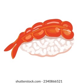 Shrimp sushi icon cartoon vector. Food japanese. Caviar dish