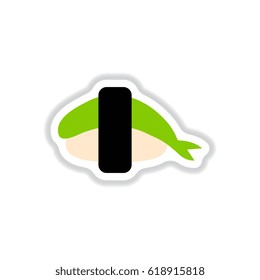 Shrimp sushi, japanese food. Sushi with shrimp,vector icon sticker