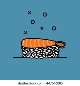 Shrimp sushi in linear style.