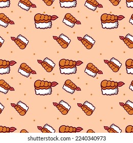 shrimp Sushi Seamless Pattern Background