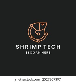Design de ilustração de vetor de modelo de logotipo técnico de camarão