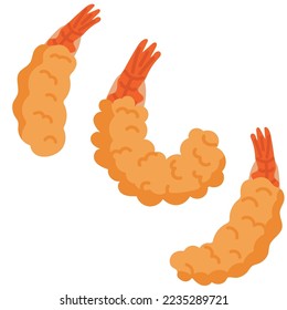 Shrimp Tempura is a Japanese dish. Set of shrimp tempura