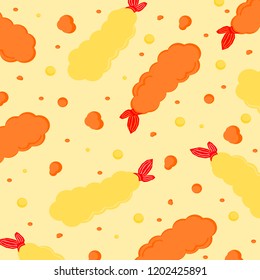  Shrimp tempura pattern,food background,cartoon vector.