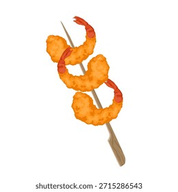 Shrimp Tempura, Yakitori mit verschiedenen Mengen, Garnelen in Teig für asiatische Fast Food und Take-away-Restaurants