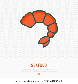 Shrimp Thin Line Icon. Modern Vector Illustration Of Seafood For Restaurant Menu.