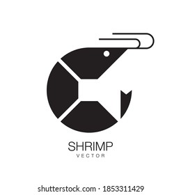 Shrimp vector design on black white background