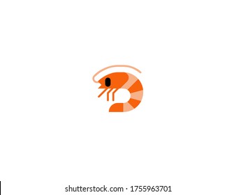 Shrimp vector flat icon. Prawn, shrimp sea food. Isolated shrimp emoji illustration 