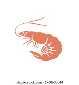 Shrimp. Vector flat symbol isolated on white background