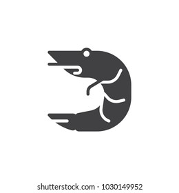 Shrimp vector icon. filled flat sign for mobile concept and web design. Prawn simple solid icon. Symbol, logo illustration. Pixel perfect vector graphics