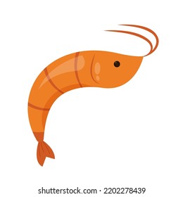 Vector de camarón. Icono de gambas en estilo plano, comida de mar fresca. Aislado sobre fondo blanco. Ilustración vectorial.