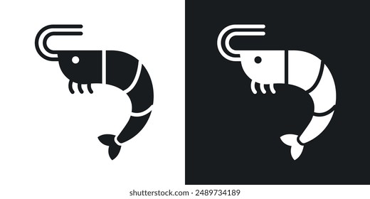 Shrimp vector icon set in solid black and white color