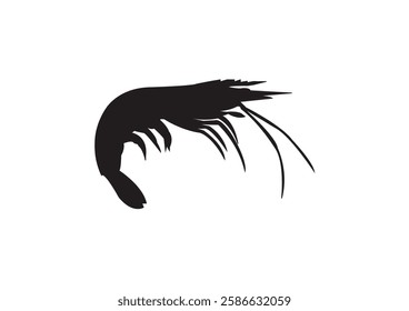 Shrimp vector icon set in solid black and white color