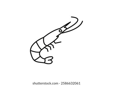 Shrimp vector icon set in solid black and white color