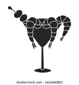 Shrimp vector icon.Black,simple vector icon isolated on white background shrimp .