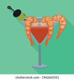 Shrimp vector icon.Flat vector icon isolated on white background shrimp .
