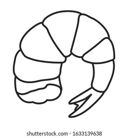Shrimp vector icon.Outline,line vector icon isolated on white background shrimp .