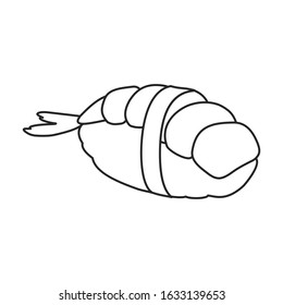Shrimp vector icon.Outline,line vector icon isolated on white background shrimp .