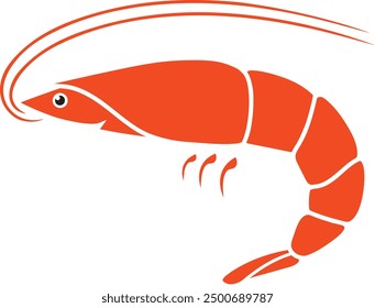 Ilustración vectorial de camarón, camarón aislado sobre fondo blanco. Logotipo de camarón. Gambas