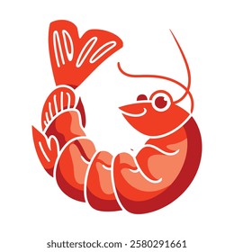 Shrimp vector illustration. Peeled shrimp meat, fresh prawn. Healthy seafood rich in protein. Flat cartoon style, isolated on white background.