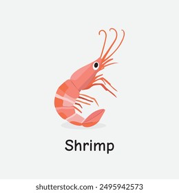 Shrimp Vector Illustration: Small Marine Crustacean