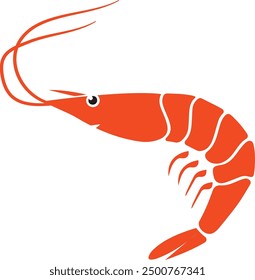 Shrimp vector illustration.Fresh sea shrimp. Prawns. Shrimp icon.Crustacean with curly feelers.