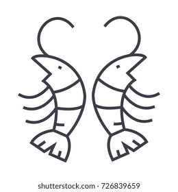 shrimp vector line icon, sign, illustration on background, editable strokes