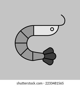Icono de la escala de grises para el vectores de camarones de marisco. Señal de comida rápida. Símbolo gráfico para cocinar diseño de sitio web y aplicaciones, logotipo, aplicación, interfaz de usuario