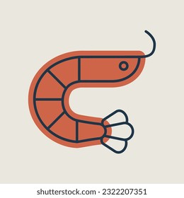 Shrimp vector seafood icon. Fast food sign. Graph symbol for cooking web site and apps design, logo, app, UI