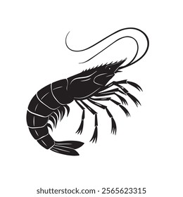shrimp vector silhouette art illustration 