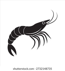 shrimp vector silhouette Black, shrimp icon vector, Sea lobster. with white background

