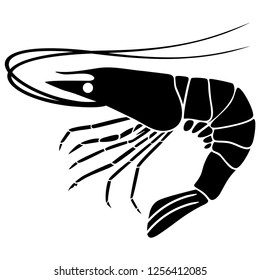 shrimp vector silhouette, icon for animal sea/ water