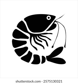 Shrimp vector silhouette, shrimp icon, sea lobster illustration